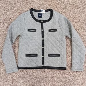 ♠️ Kid Quilted, Leather, Buttoned Sweater